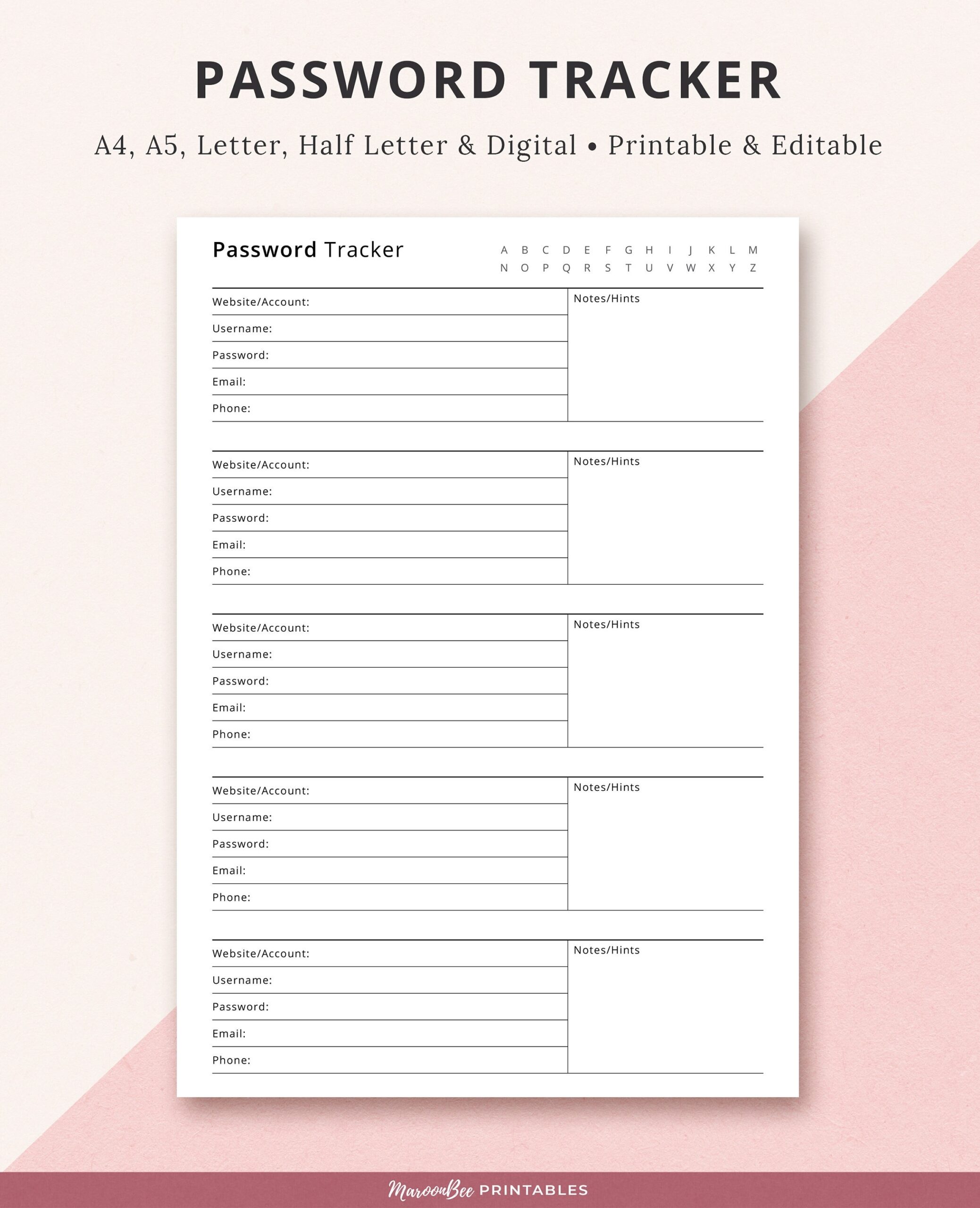 Half Letter Password Etsy