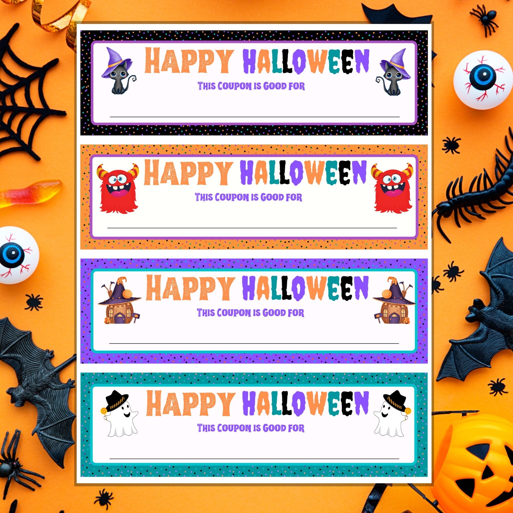 Halloween Coupons Gift Certificate Reward Coupons For Kids 4 Beautiful Designs Write Your Own Coupon Printable Instant Download Etsy