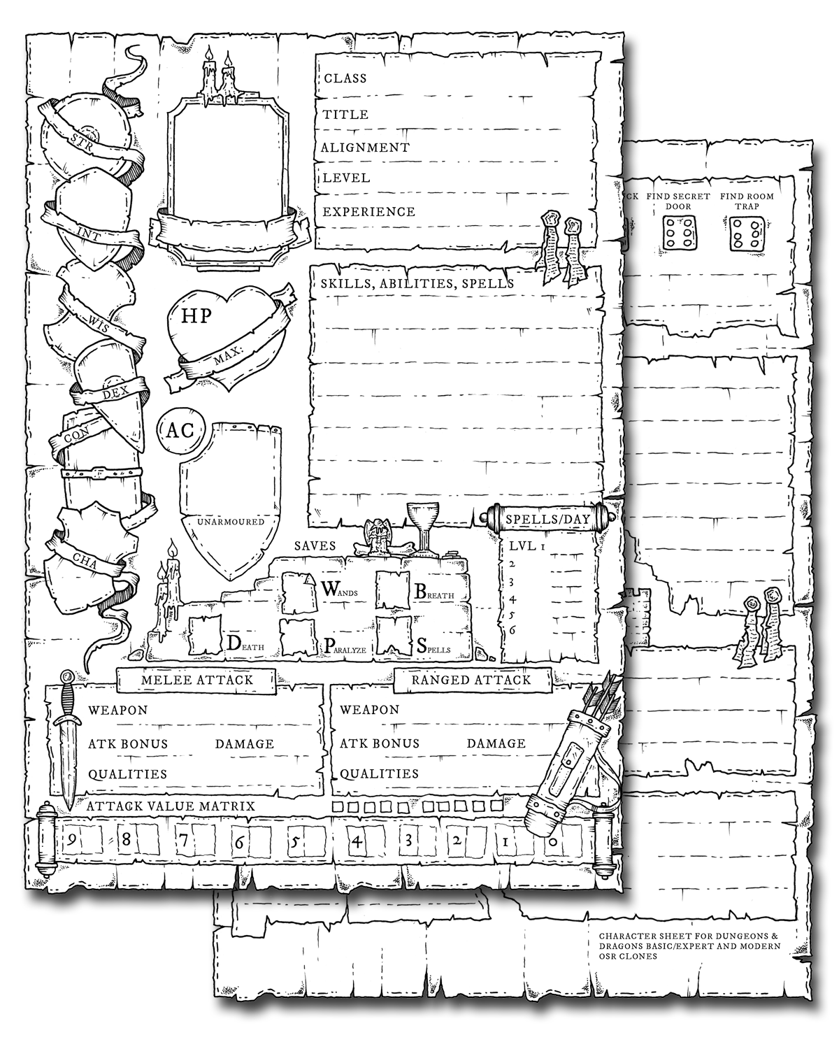 Basic Dungeons And Dragons 1st Edition Character Sheet Printable
