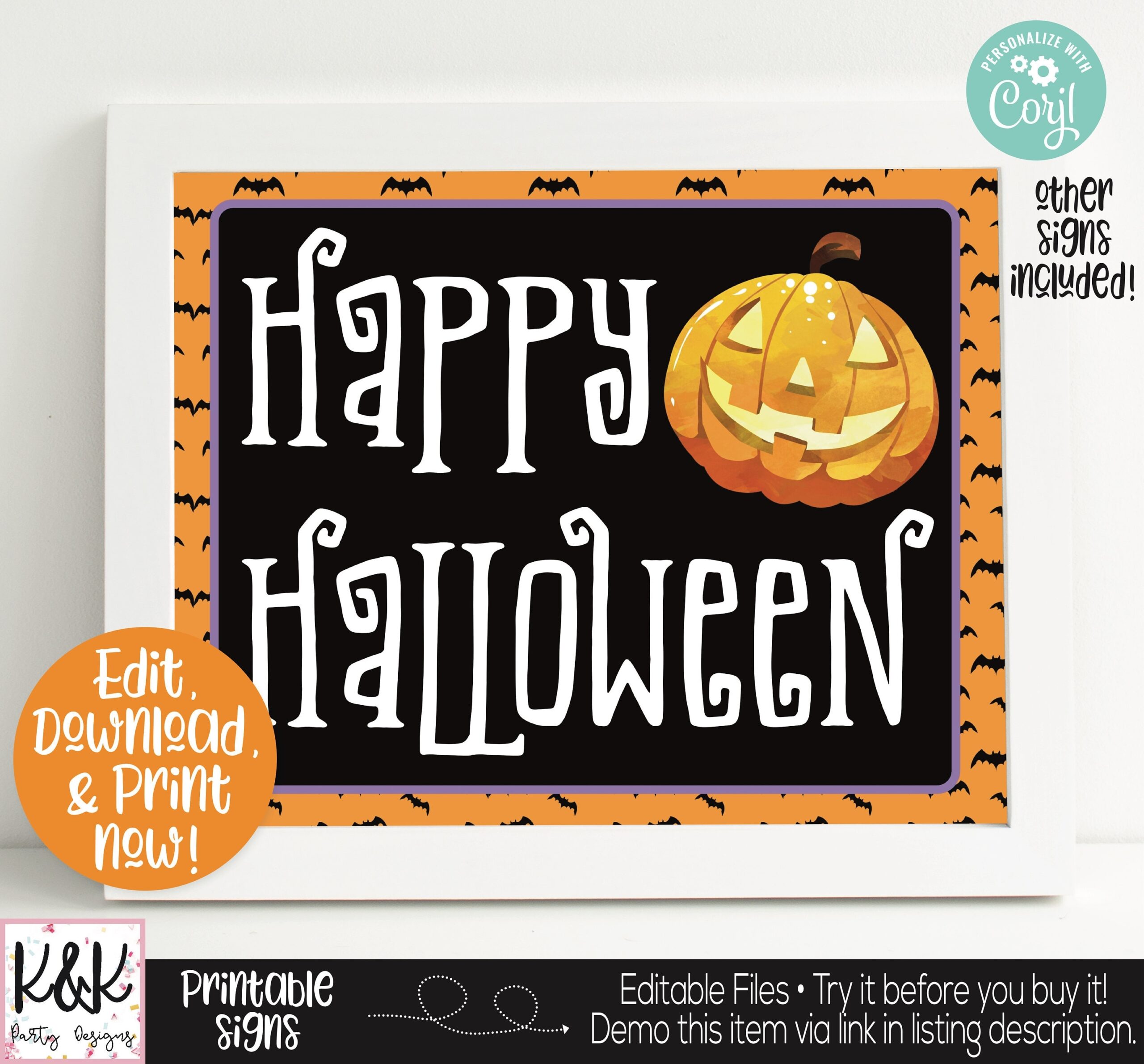 Happy Halloween Sign Printable Etsy