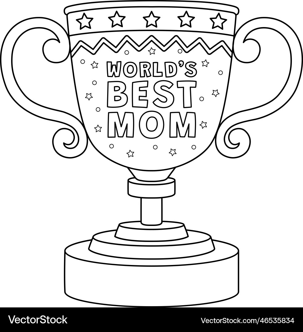 Happy Mothers Day Trophy Coloring Page Royalty Free Vector