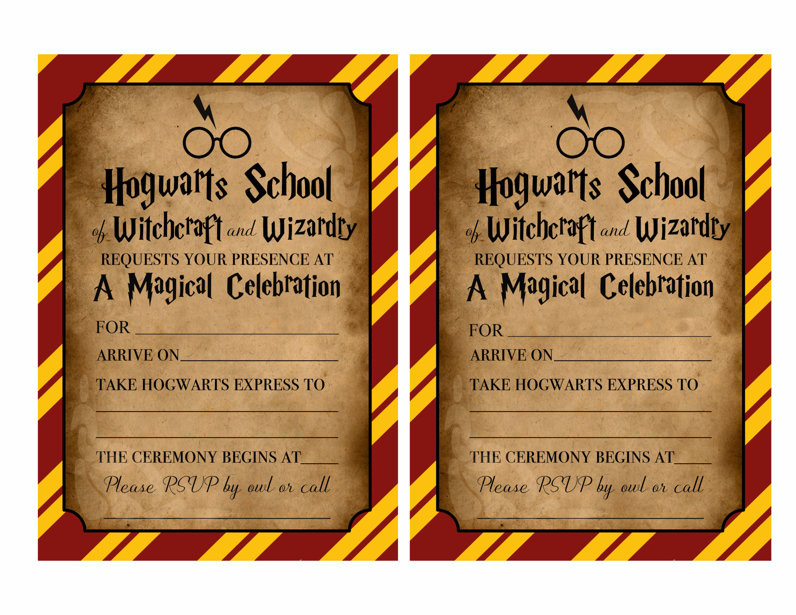 Harry Potter Invitations free Printables Fun Money Mom