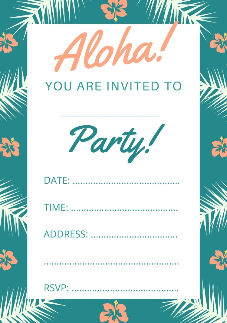 Hawaiian Luau Party Invitations FREE Printables OHbaby Worksheets Library