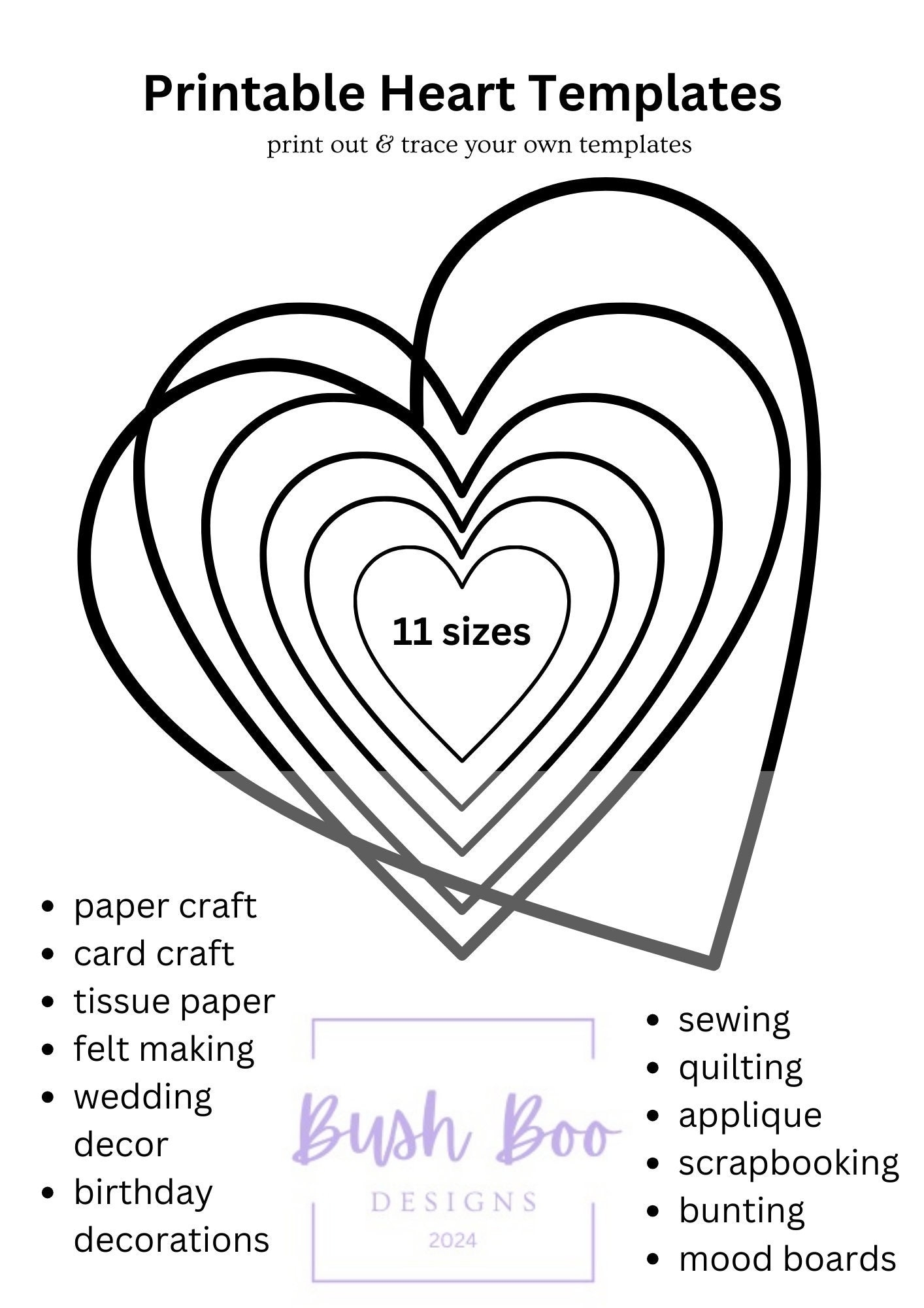Heart Templates For Valentine 4 Page Heart Templates Paper Craft Project INSTANT PDF Download Valentine Craft Project Kids Craft Activity Etsy