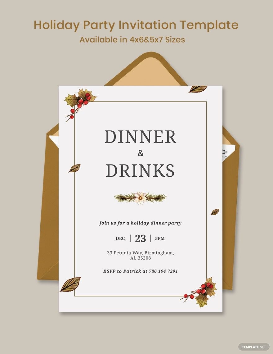 Holiday Dinner Party Invitation Template In Pages Outlook Word Google Docs Publisher PSD Illustrator Download Template