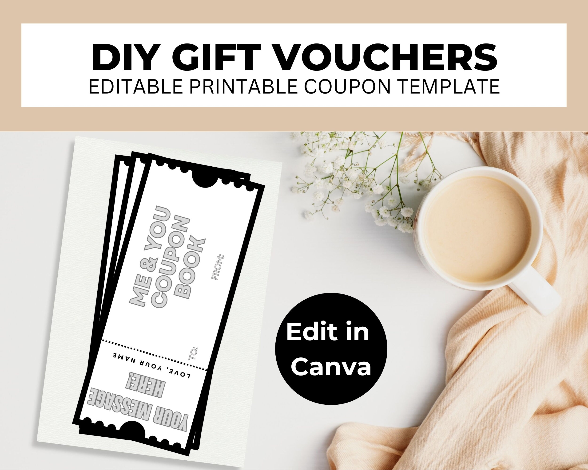 Homemade Coupon Book Template Editable Coupon Template Last Minute Gift Canva Love Coupons Personalized Coupon Book Etsy