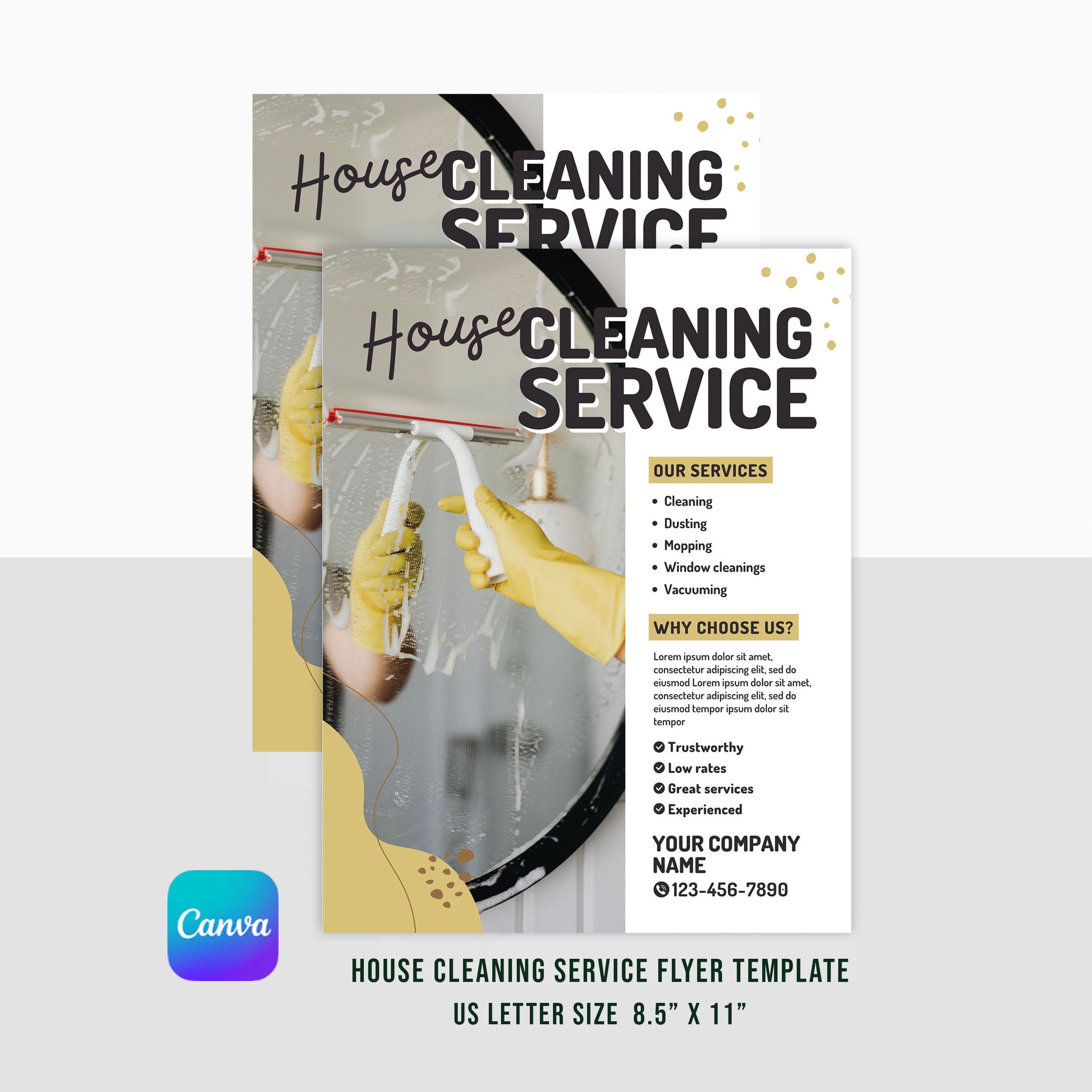 House Cleaning Service Flyer Template Canva US Letter Size 8 5 X 11 Instant Download Cleaning Company Clean Business Etsy