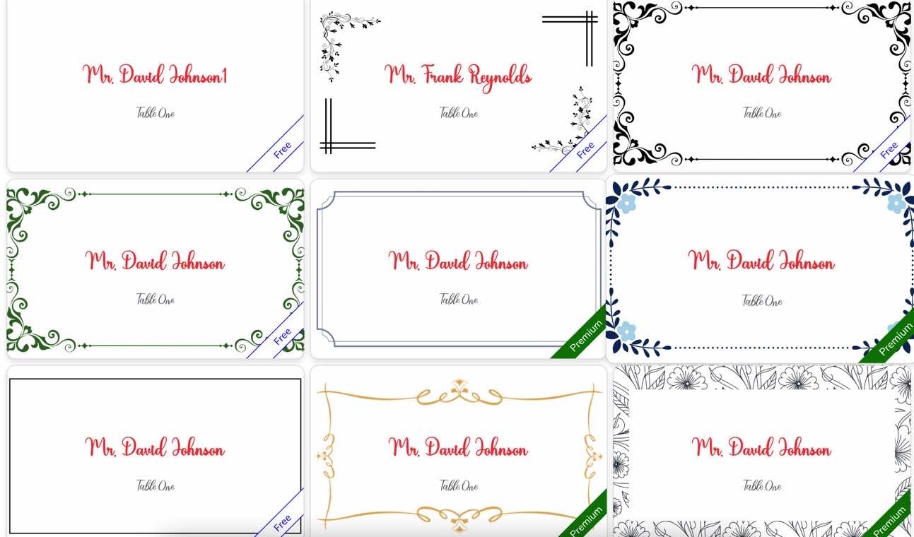 Printable Editable Name Place Cards