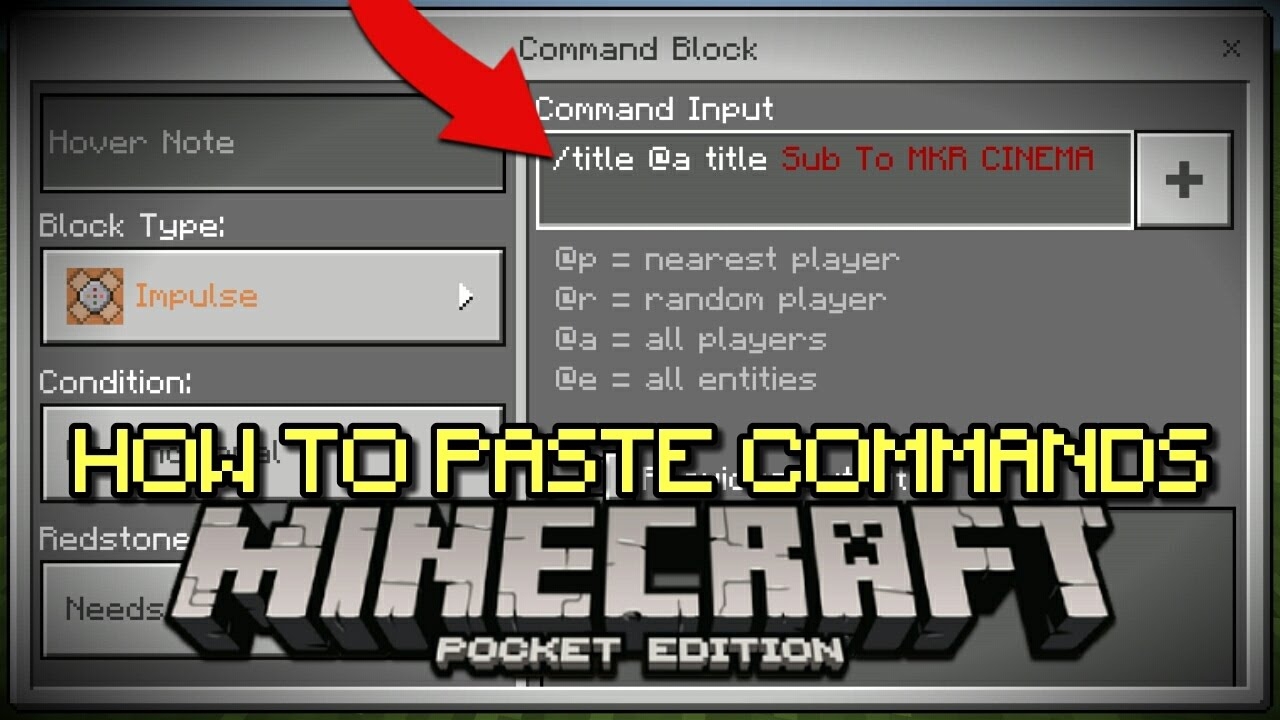 How To Paste Commands In Command Blocks MCPE Minecraft PE YouTube