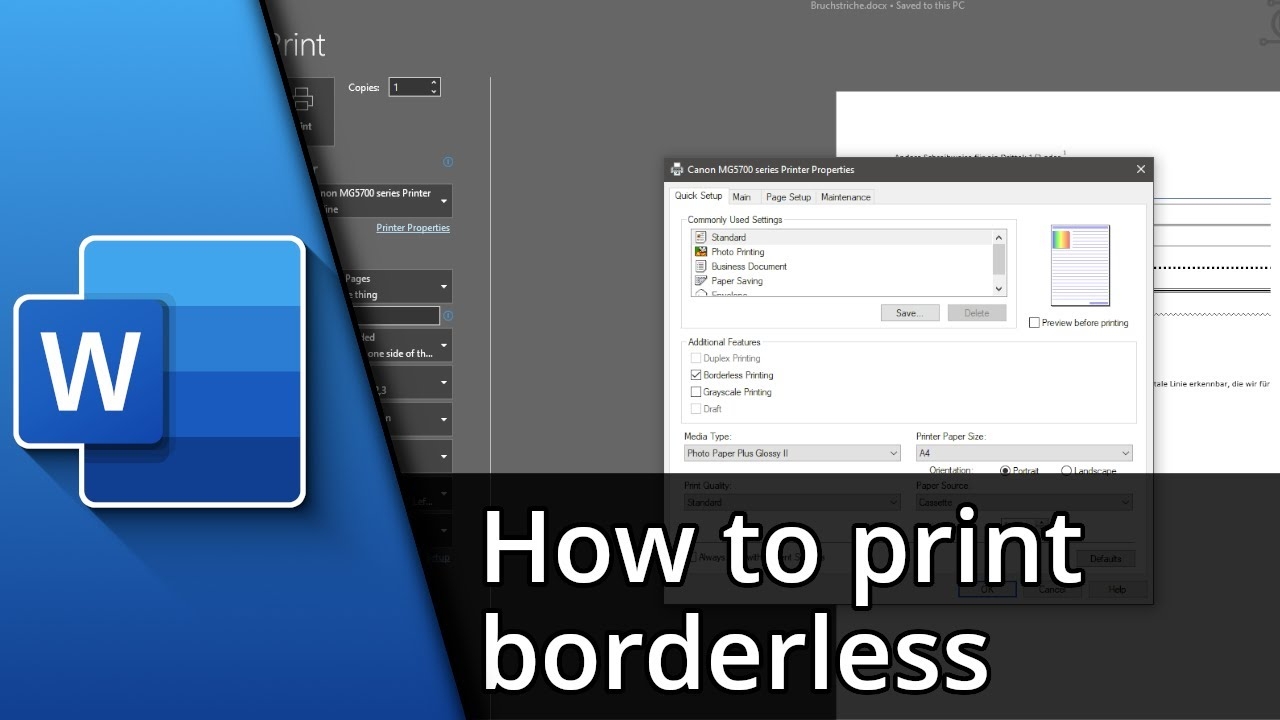 How To Print Borderless In Word Change Margins In Word Tutorial YouTube