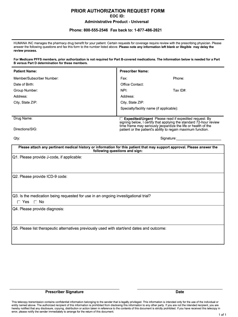 Humana Prior Authorization Form Pdf Fill Out Sign Online DocHub