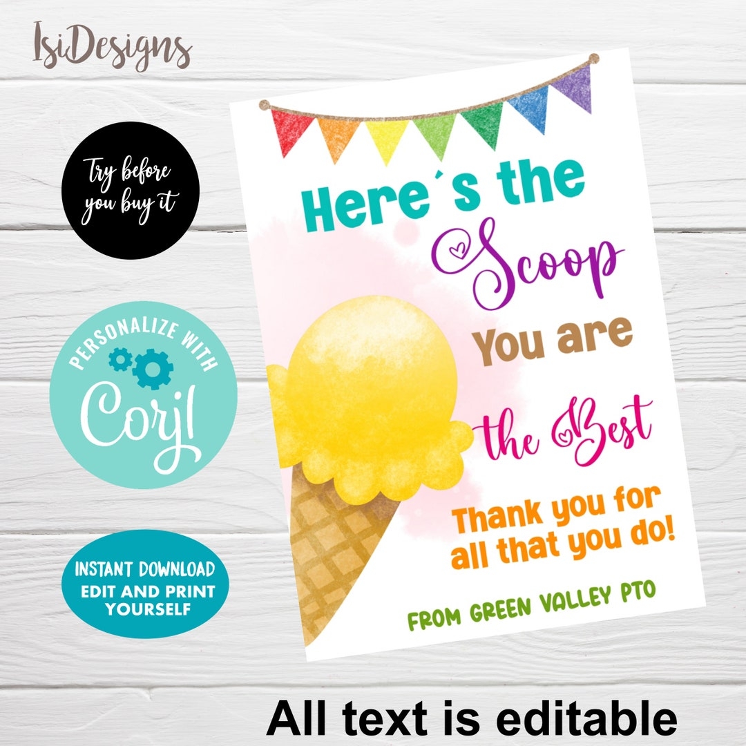 Editable Printable Small Tag Template Ice Cream