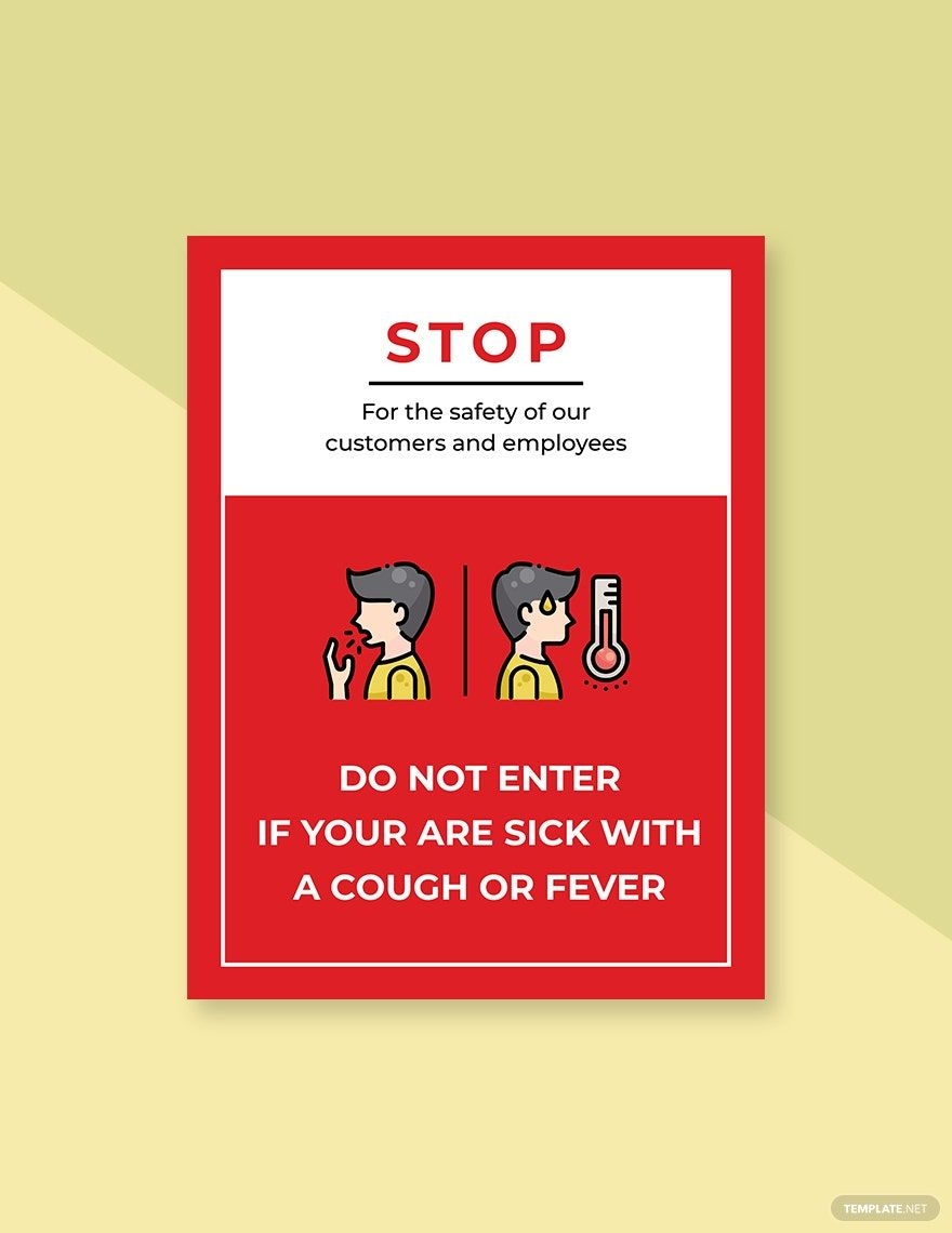If You Are Sick With A Cough Or Fever Do Not Enter Sign Template In Illustrator PSD Download Template