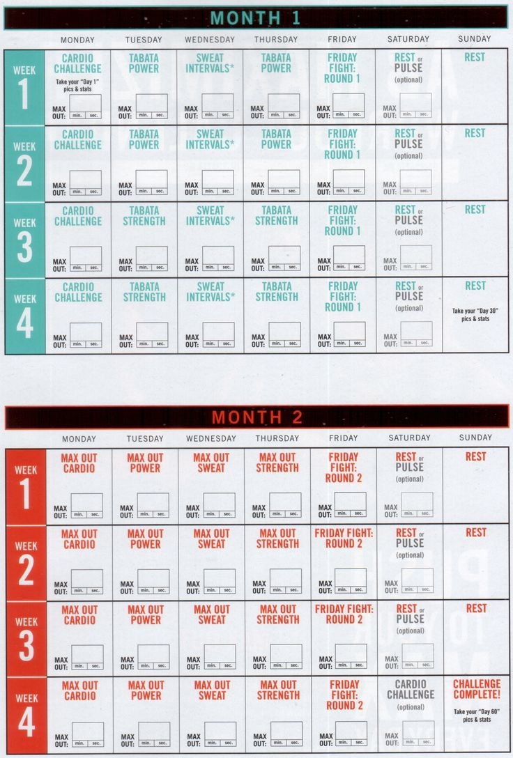 Insanity Printable Workout Schedule Editable