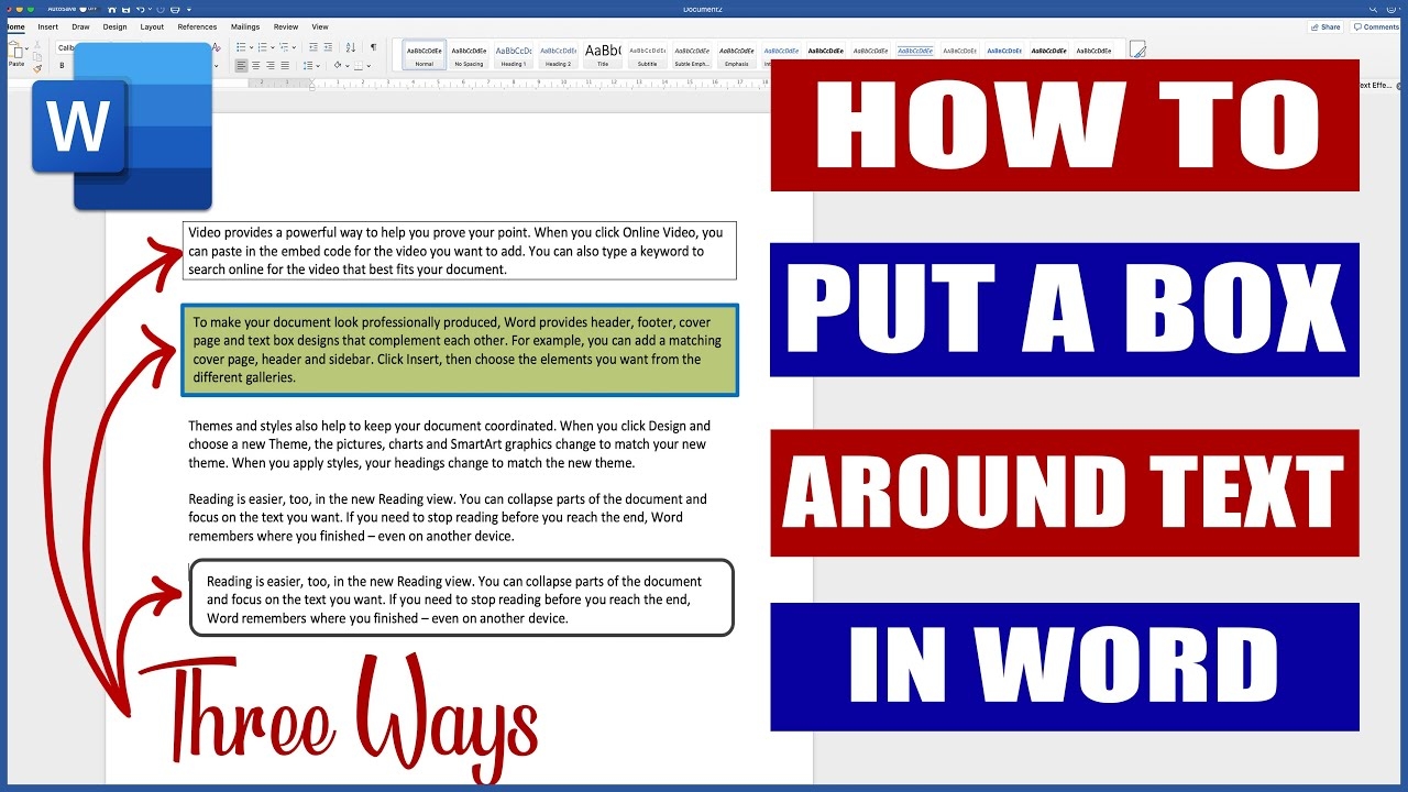 In Word How To Put A Box Around Text 3 X Ways Microsoft Word Tutorials YouTube
