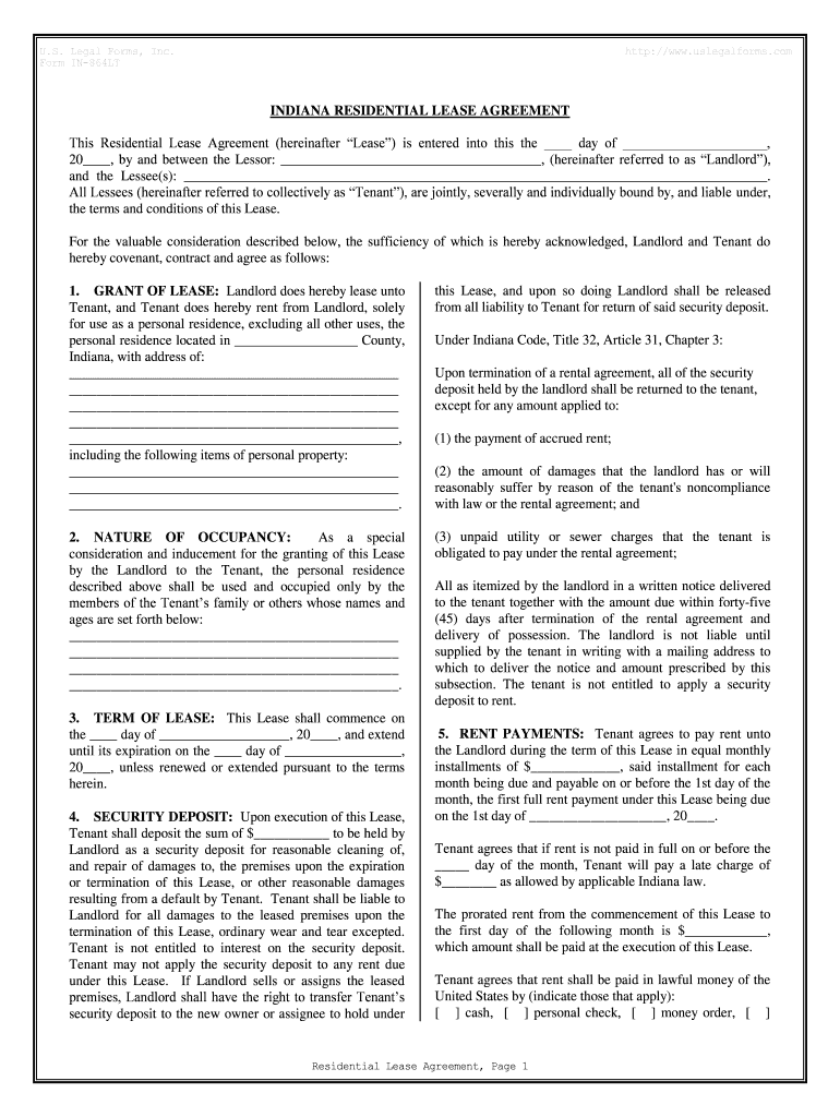 Indiana Lease Agreement Pre built Template AirSlate SignNow