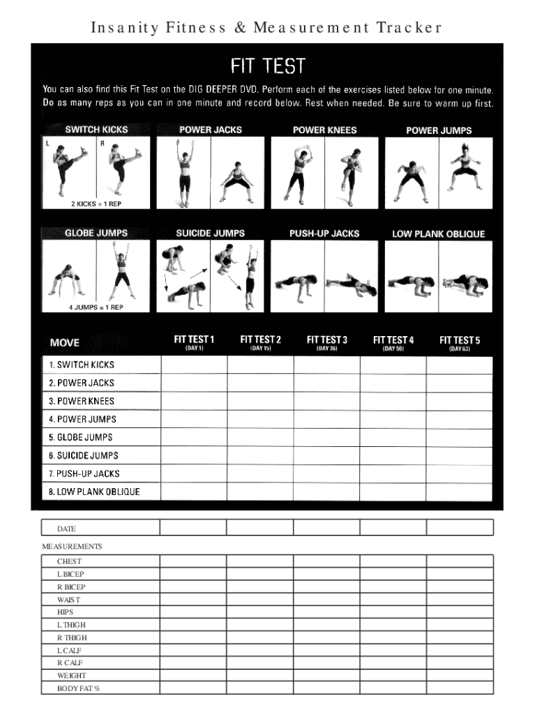 Insanity Workout Calendar Fill Out Sign Online DocHub