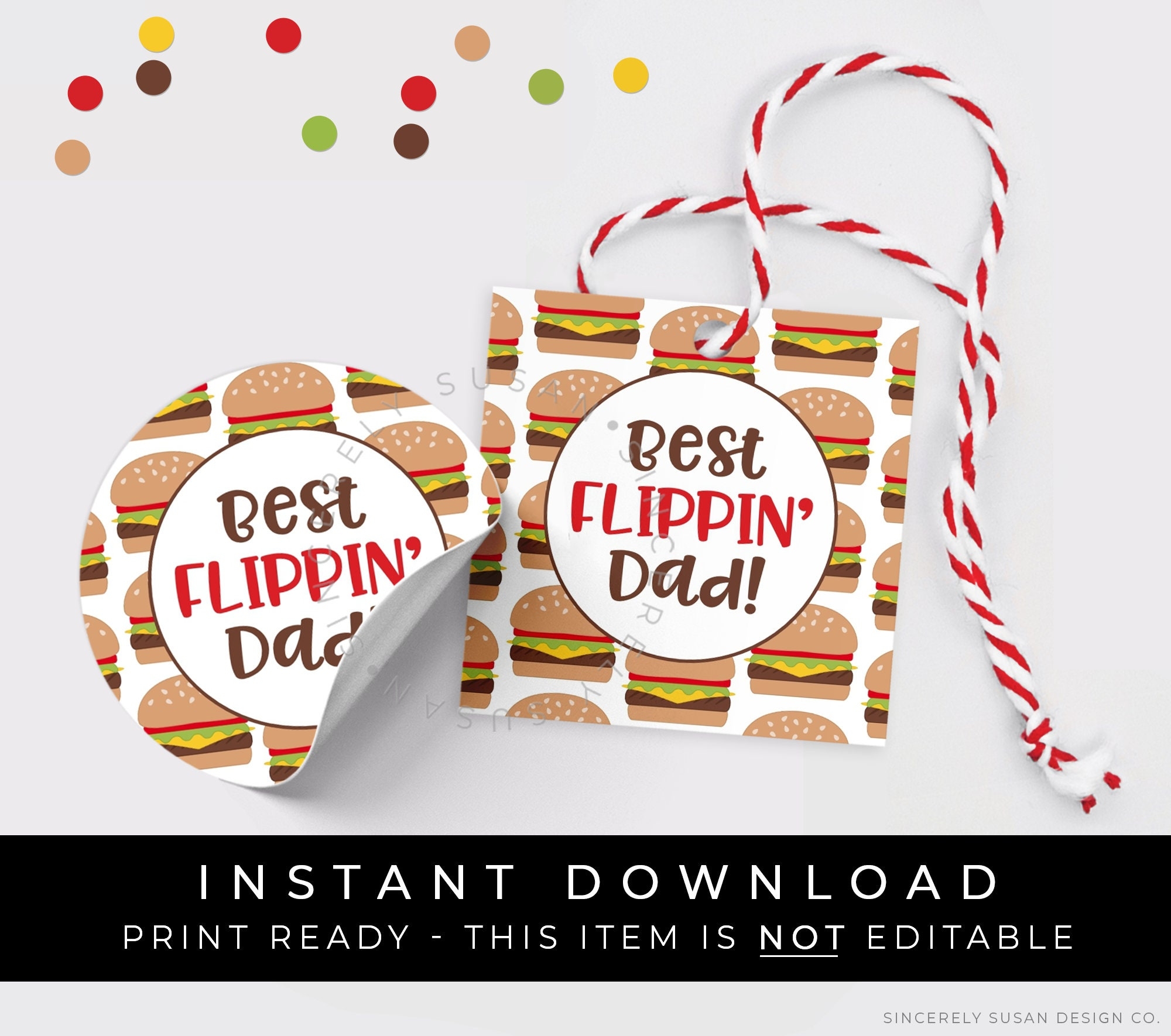 Instant Download Best Flippin Dad Hamburger Tag Burger Basket Cookie Tag Father s Day Gift For Grill Master Hamburger Cookies 278BID VIP Etsy