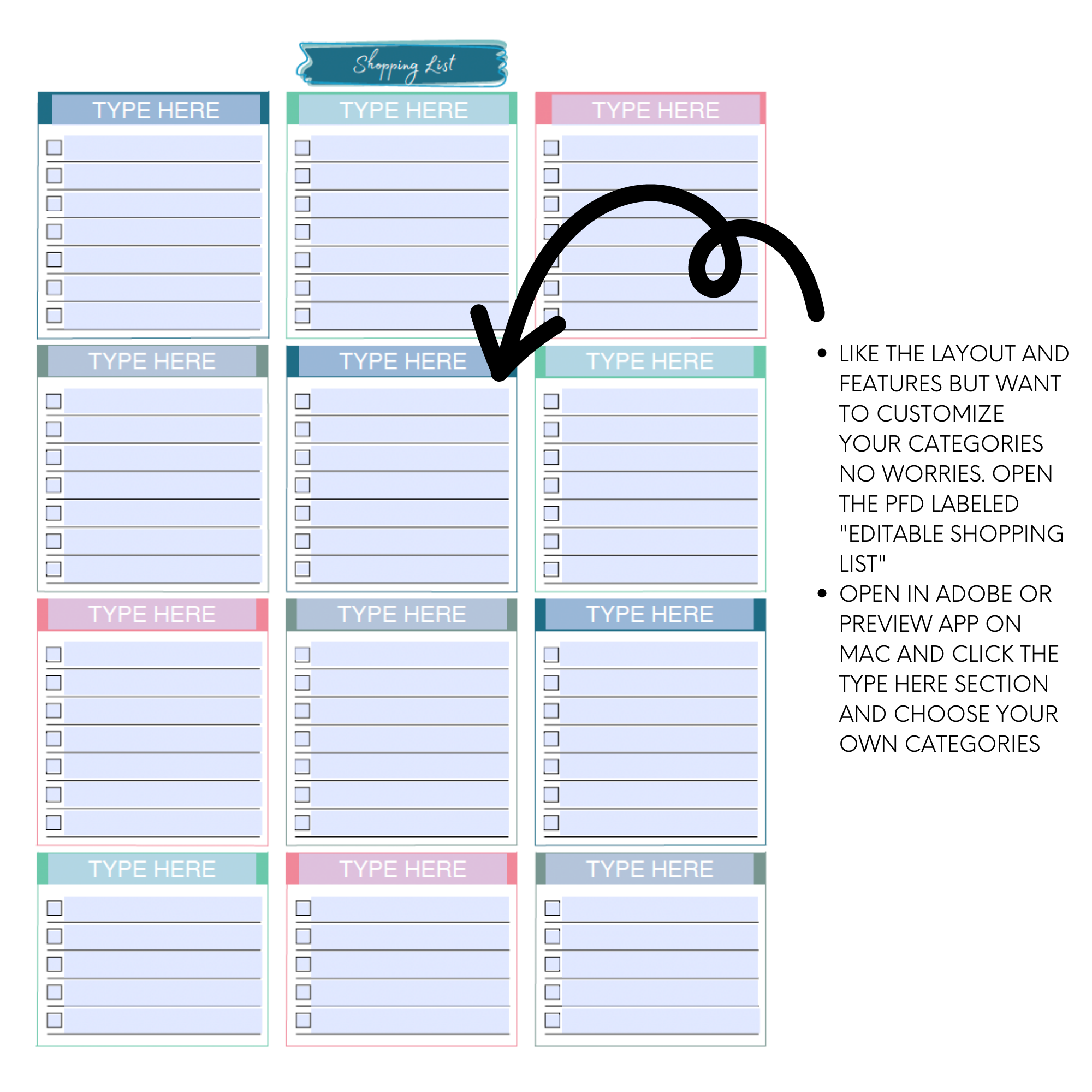 Instant Download Printable And Editable Grocery Shopping List Simplified By Print