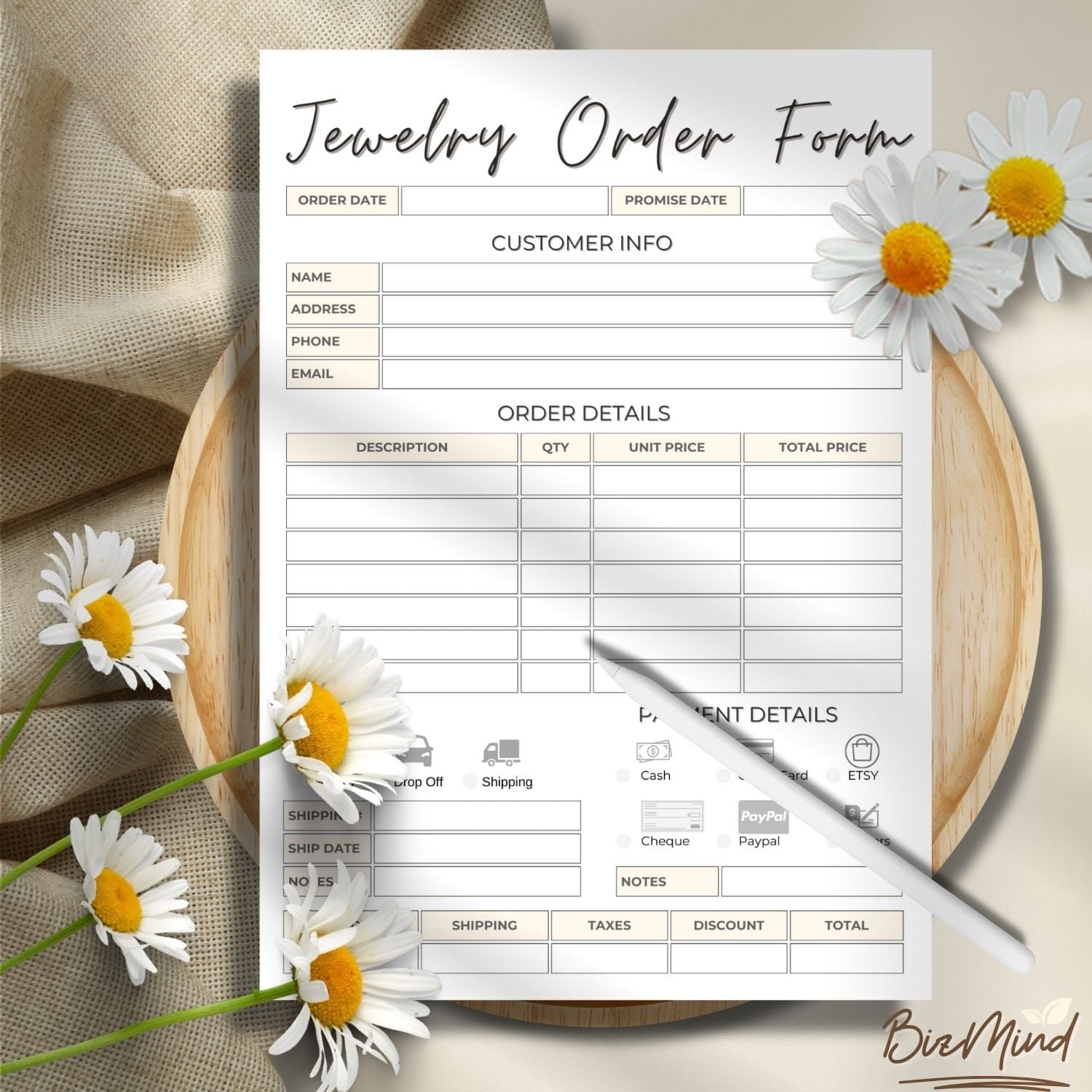 Jewelry Order Form Template Earn With Design