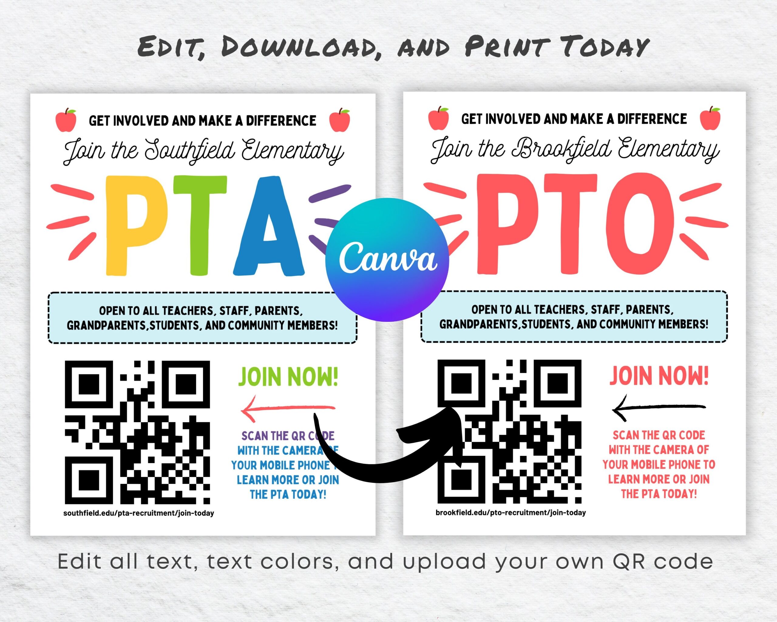 Join The PTA Or PTO Flyer Editable Template W qr Code For School Volunteer Recruitment Etsy Hong Kong