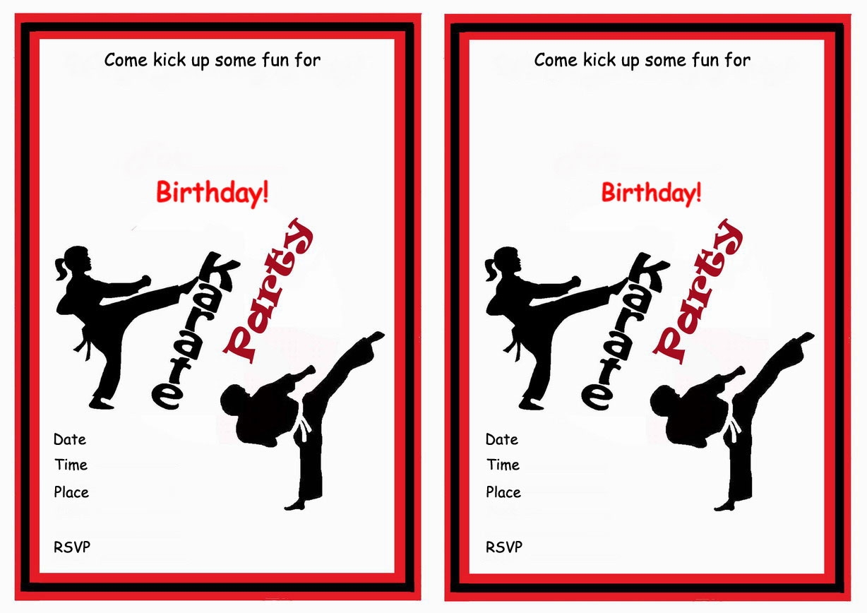 Karate Birthday Invitations Birthday Printable