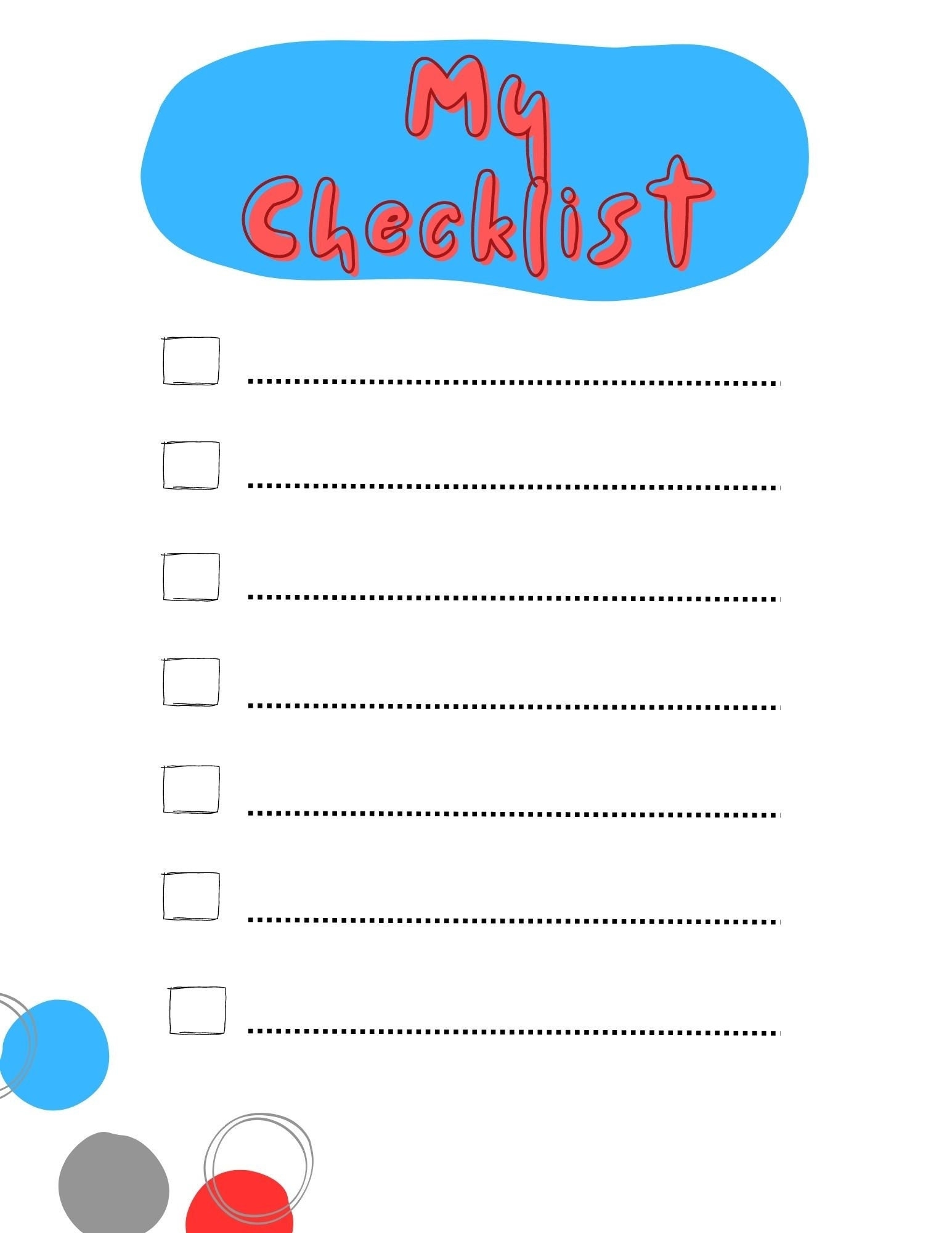 Kids Checklist Blank Etsy