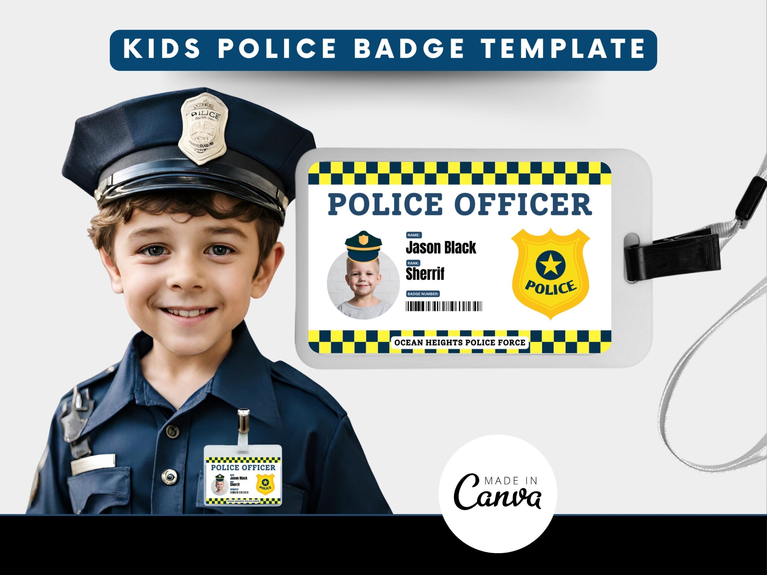 Kids Role Play Police Name Badge Etsy
