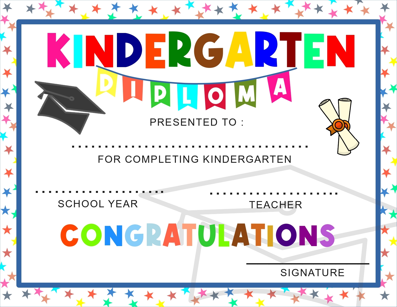 KINDERGARTEN CERTIFICATE DIPLOMA EDITABLE PRINTABLE END OF THE YEAR Made By Teachers