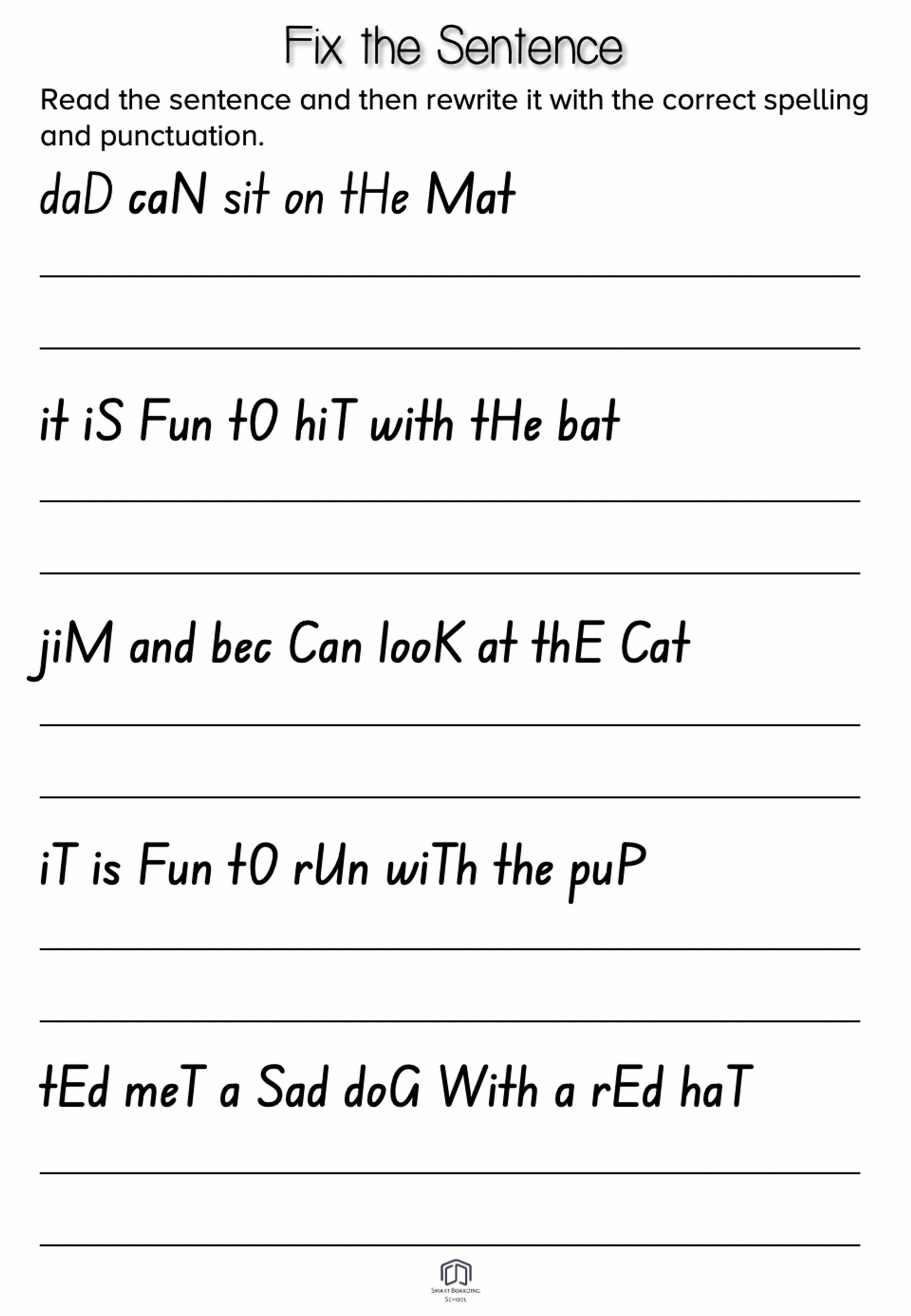 Free Printable Edit Sentences