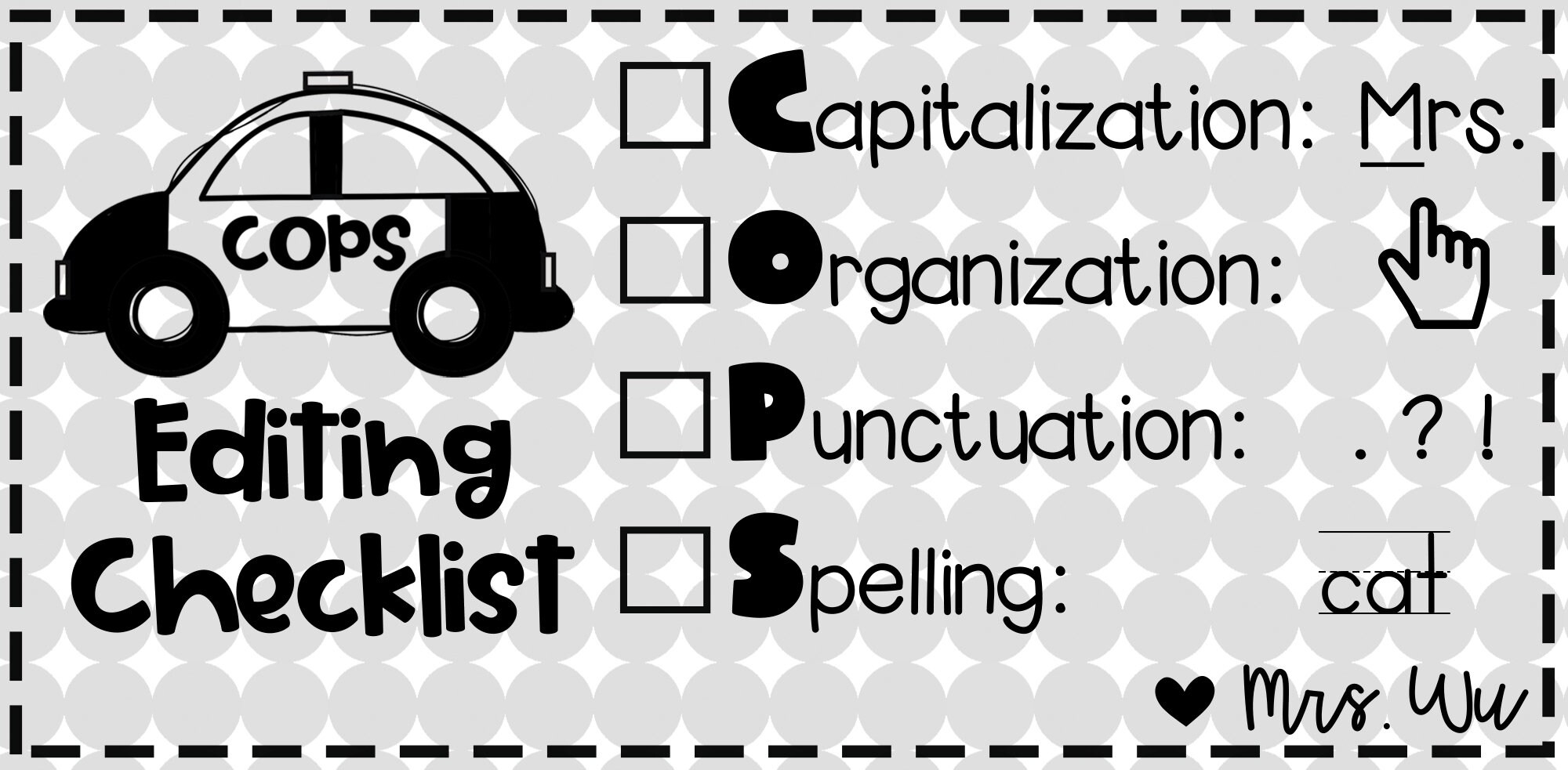 LARGE COPS Editing Checklist Self inking Teacher Stamp Etsy