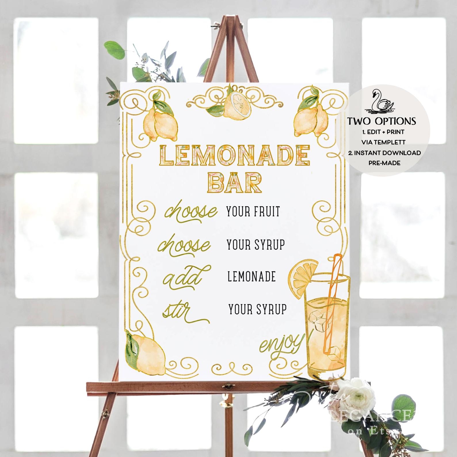 Lemonade Bar Print Lemonade Menu Print Italy Poster Italy Print Instant Download Main Squeeze Sign Lemons Shower Etsy