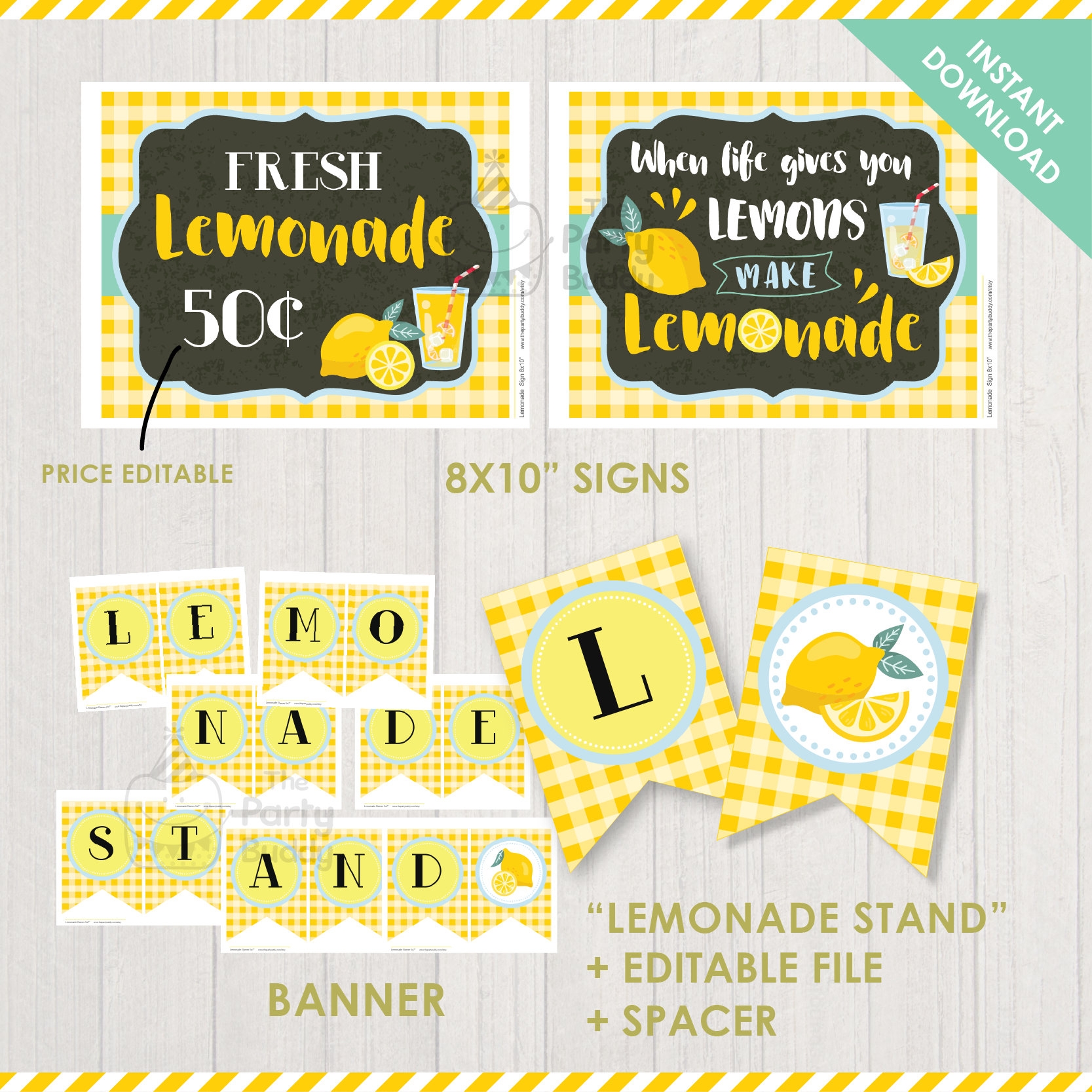 Free Editable Lemonade Party Printables