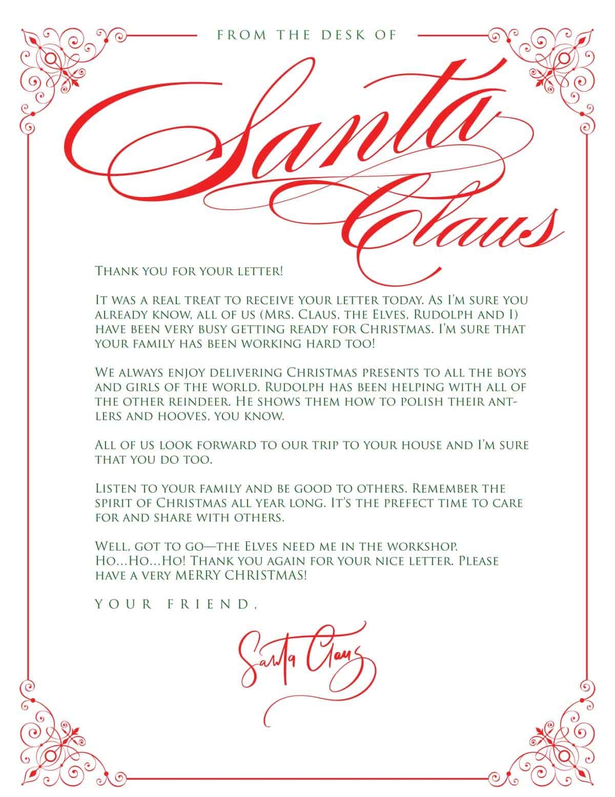 Free Printable Editable Santa Letters