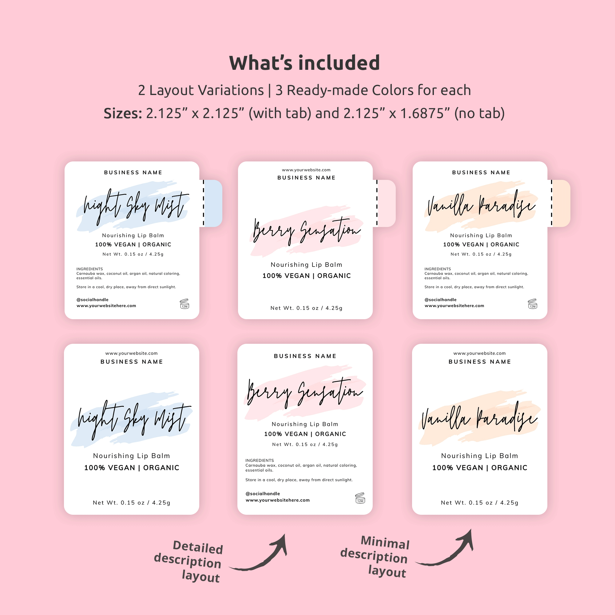 Lip Balm Label Template Feminine Chapstick Packaging Design