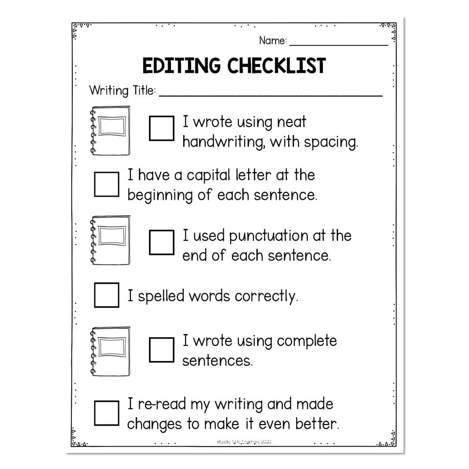 Lucky Little Toolkit Literacy Writing Checklists Editing Lucky Little Learners