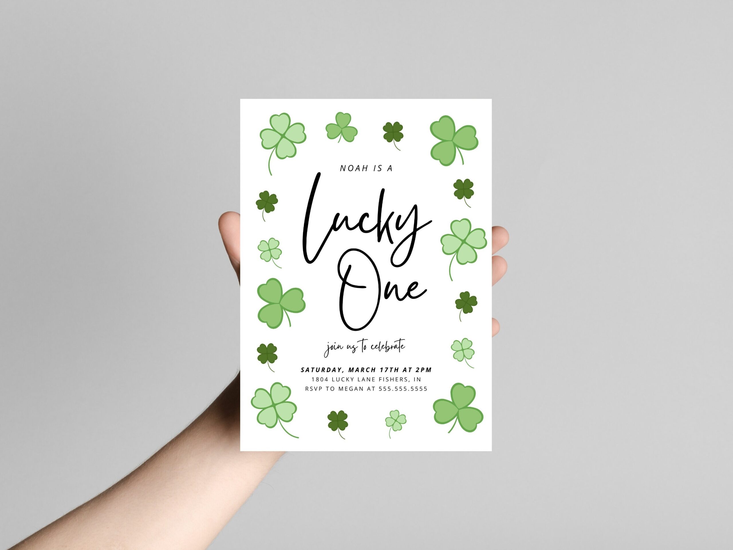 Lucky One Birthday Invitation St Patricks Day Birthday Invite Shamrock First Birthday Party Lucky Charm Editable Instant Download Etsy