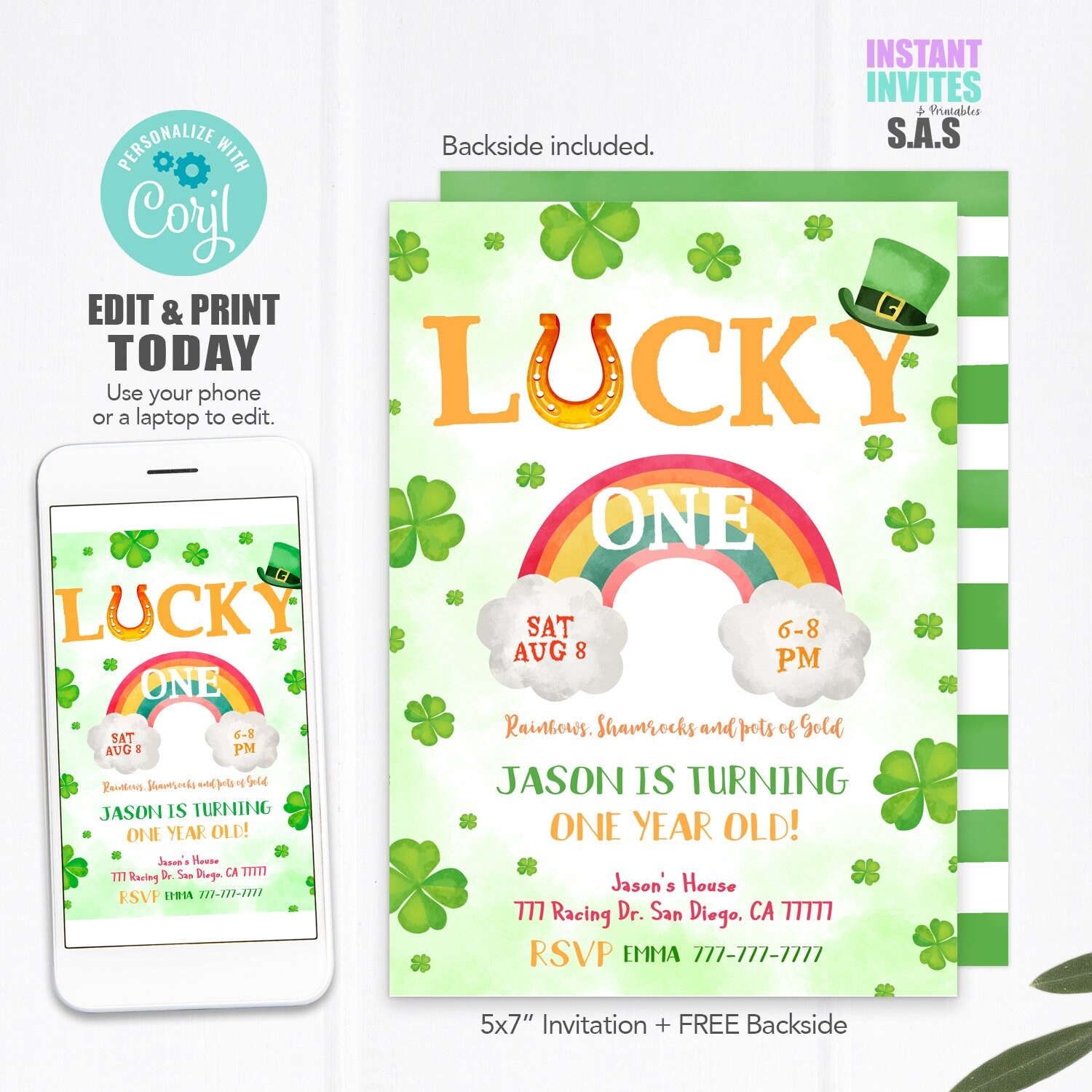 Lucky One Invitation Lucky One Birthday Invites Instant Download 1st Birthday Invitations Patric701 Etsy