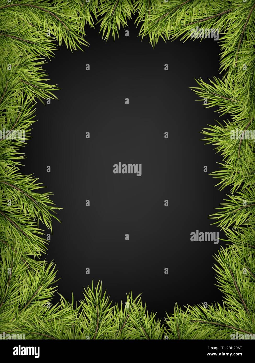 Luxury Invitation Poster Frame Of Pine Fir Spruce Branches For A Christmas Party On A Black Background Template For The Holiday EPS 10 Stock Vector Image Art Alamy