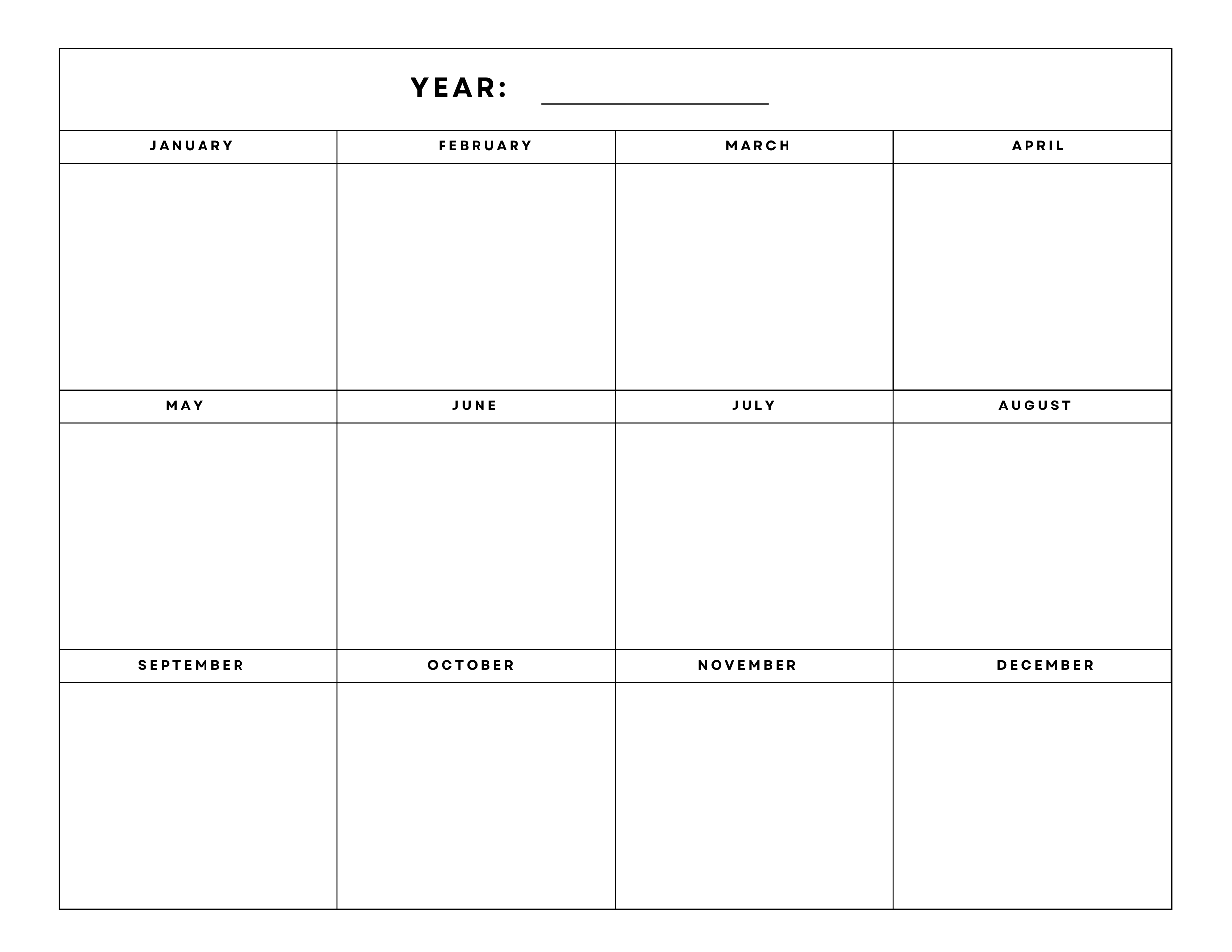 Calendar Template Editable Printable Year At A Glance