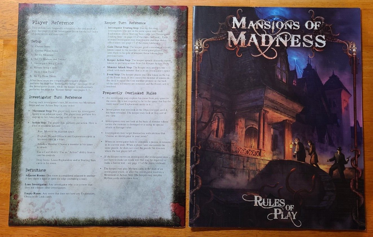 Mansions Of Madness 1st First Edition Rules Manuals Keeper Investigator Guides EBay