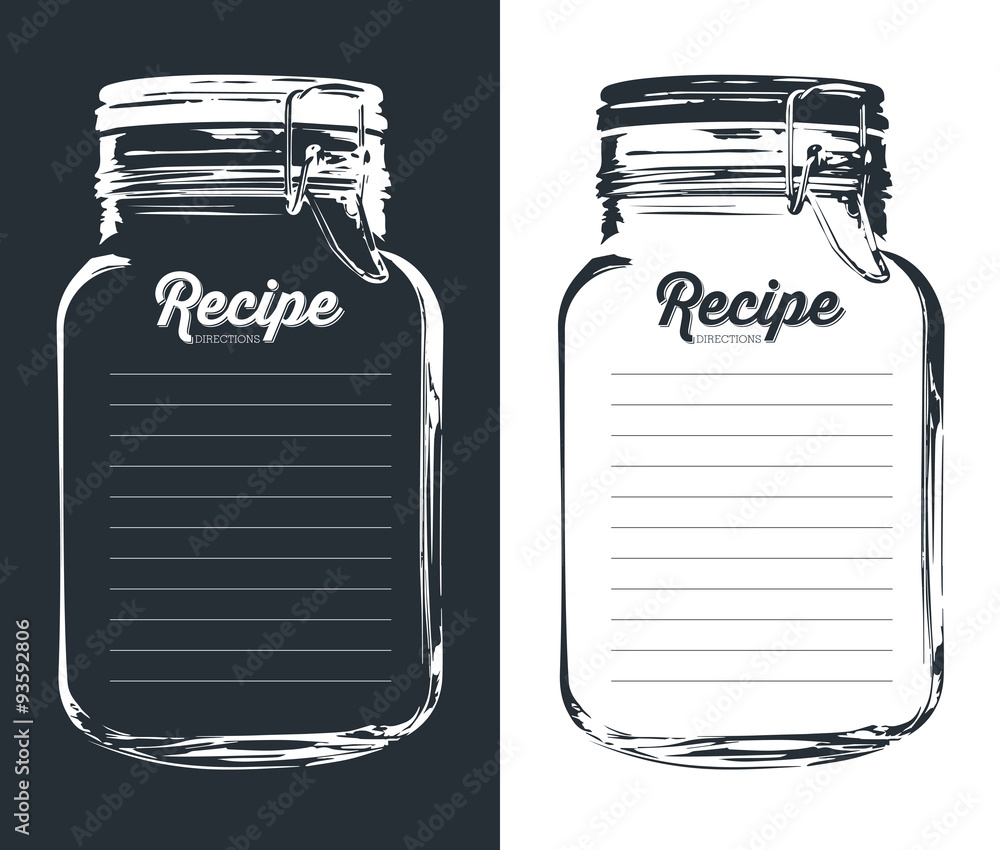 Mason Jar With Hook Recipe Card And Lines Template Vector Design Stock Vector Adobe Stock