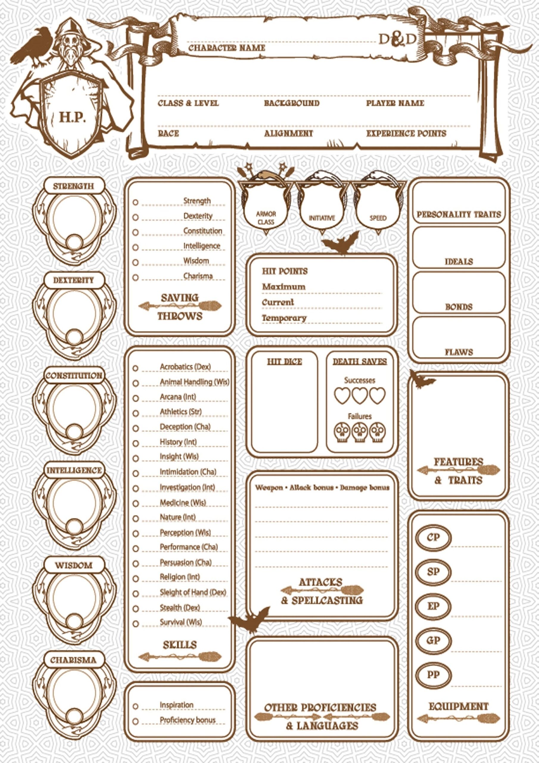 Printable D&D 5th Edition Character Sheet Blank