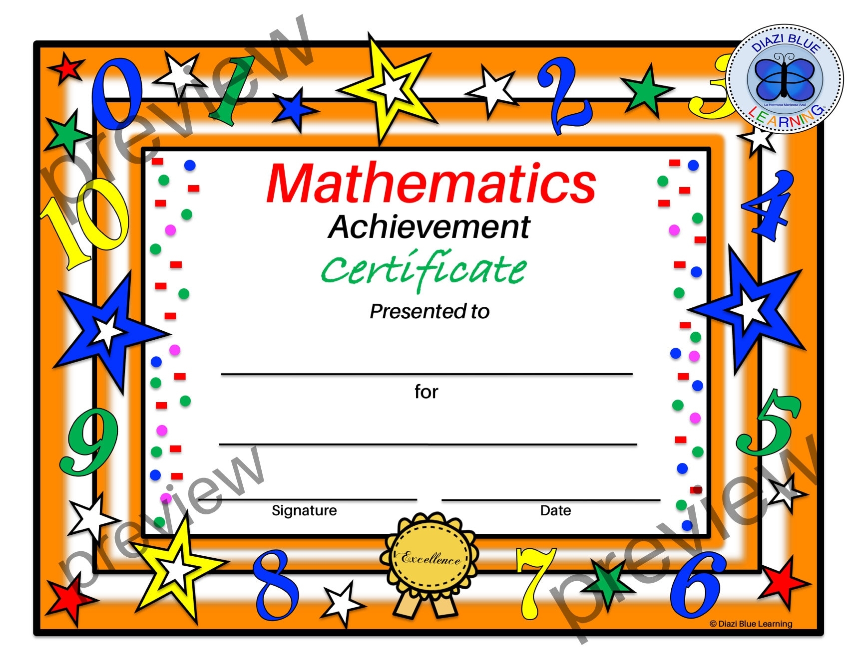 Math Certificate PDF Math Certificate PDF Math Award Editable Math Certificate School Certificate End Of Year Certificates Etsy