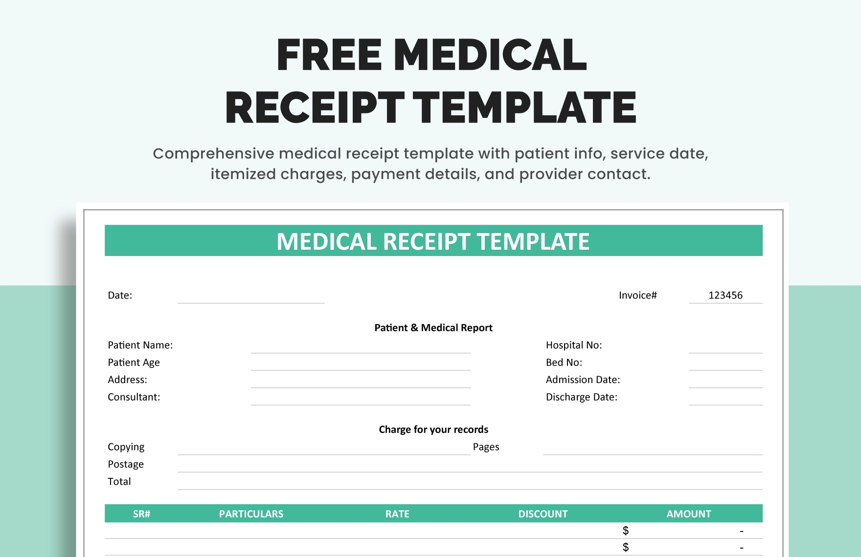 Editable Printable Medical Receipts