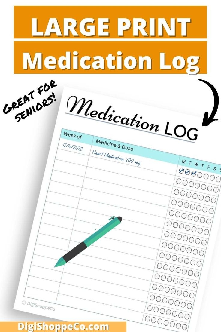 Medication Tracker Printable Sheet LARGE PRINT FOR SENIORS 