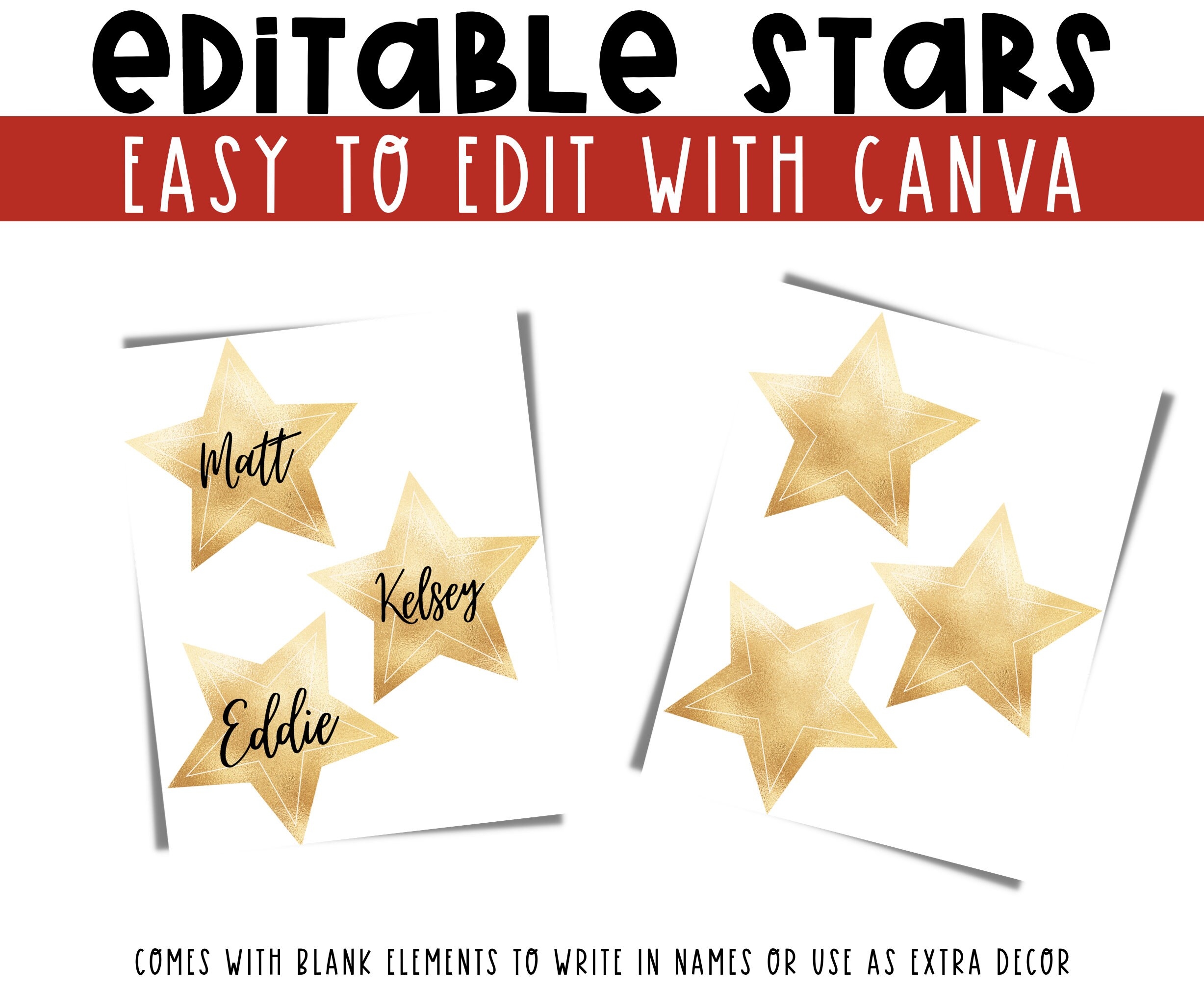 Editable Gold Stars Printable