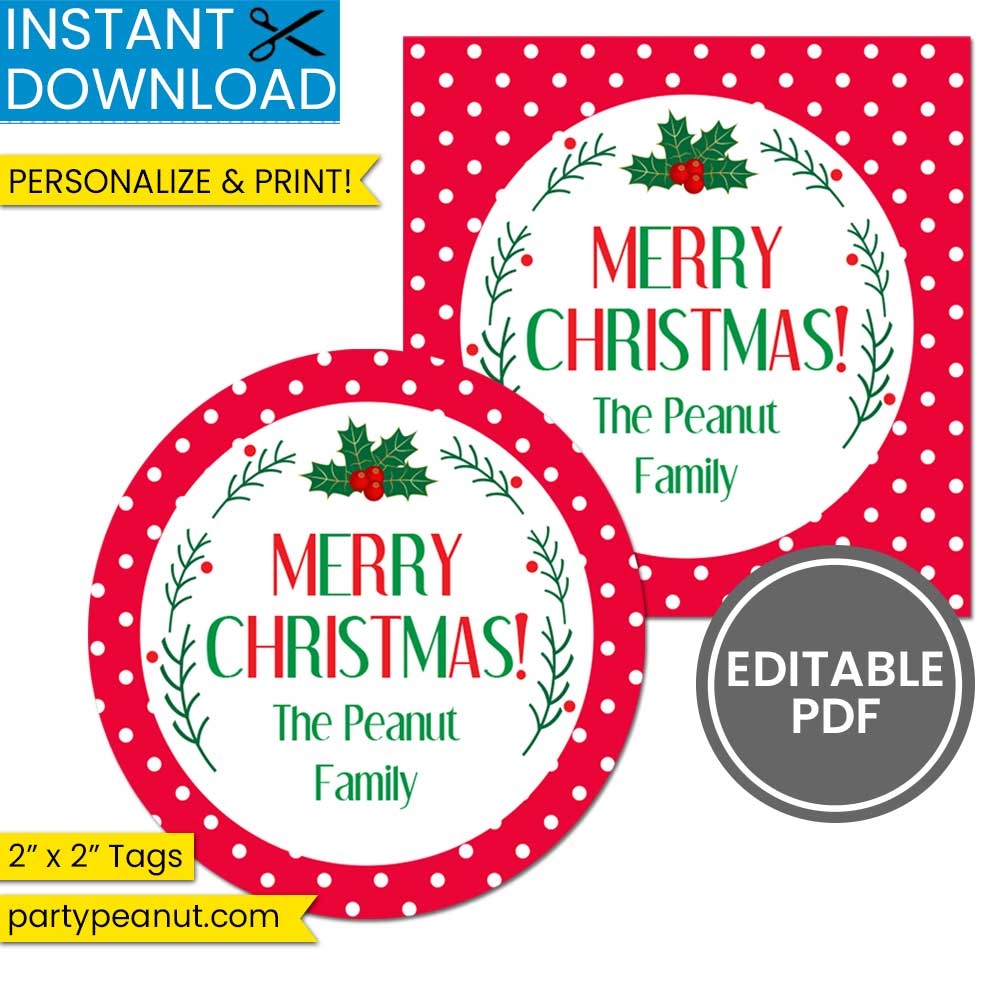 Editable Printable Gift Tags Christmas