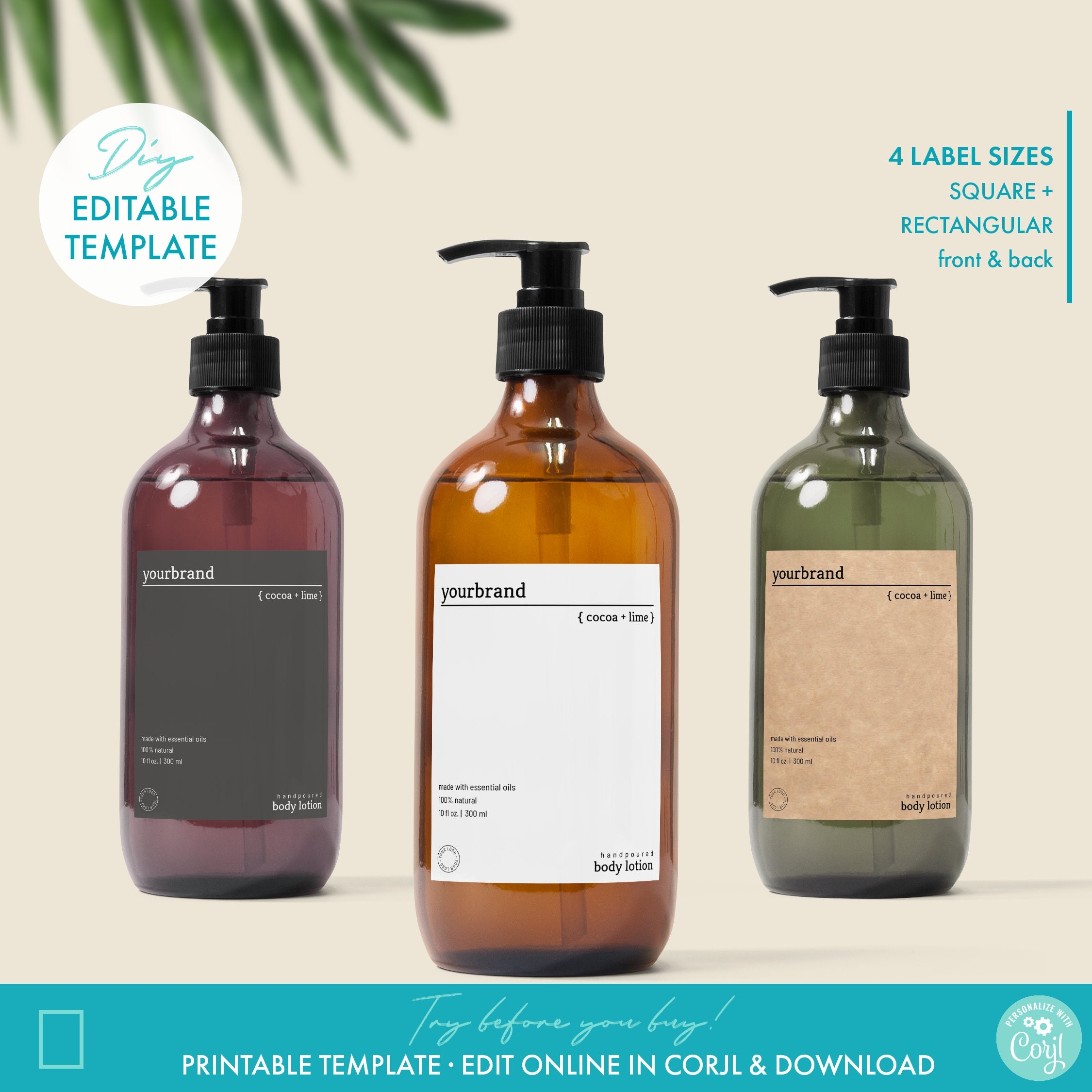 Editable Printable Shampoo Labels
