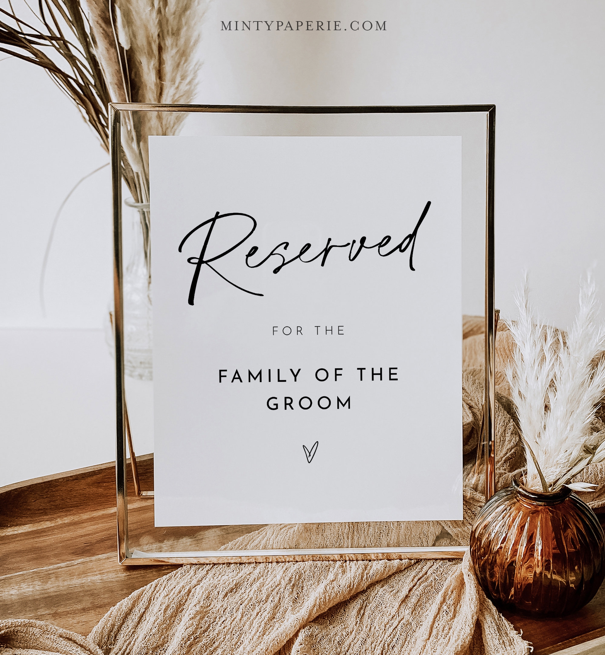 Minimalist Reserved Seat Sign Modern Script Wedding Reserved Seating Editable Template Instant Download Templett 8x10 0032 54S